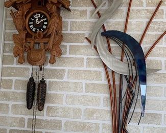 cuckoo clock, Iron copper metal Crain wall art