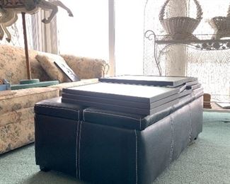 Leather Ottoman / hideaway bed