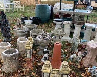 Yard Art including Iron Trellis, Gates, Fencing, Bench Arches ....  Wooden garden bridge, Concrete Statues, Patio Sets, Green Egg  and much more!
