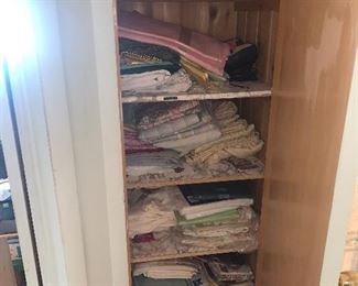 Linen closet full - set up in progress