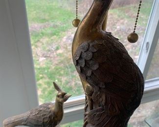 Vintage Mid Century 1968 Marbro Bronze Peacock on Bough Lamp 