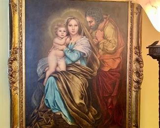 Breathtaking piece of art:  Judy Beaver Helton THE HOLY FAMILY Oil on Belgian Linen 30x40. Stated as one of the most beautiful paintings that Miss Helton has done as of hat date. (1970's)  Appraisal stated "the painting has many areas of excellence; the richness of the fabric, the intermingling of the colors, the look of joy on Mary's face and the delicacy of detail. Its' the caliber of which we can stand in wonder of."