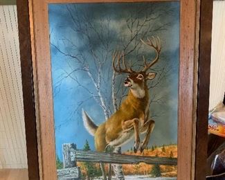 Large framed painting: Leap for Life by Stasky Oil on Canvas 