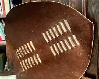 Vintage Zulu  Fur African Shield mid century  and spear 