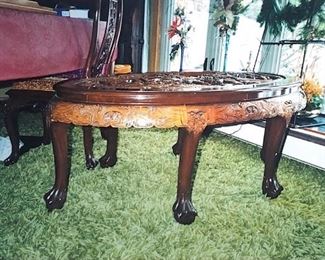 Carved Oval Teakwood Coffee Table originally purchased in Hong Kong 1978