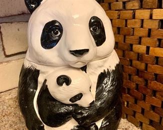 Panda Momma and Baby Cookie Jar