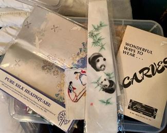 Silk Scarf Collection. Vintage Silk Panda Tie, 