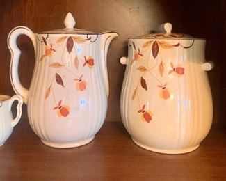 Vintage Hall Superior Autumn Leaf Coffee Pot with Lid, Cookie Jar with Lid