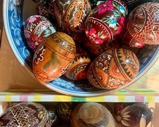 Hand painted and carved eggs