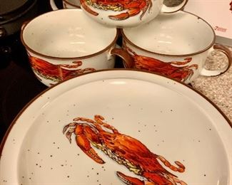 Lobster soup bowls and plates