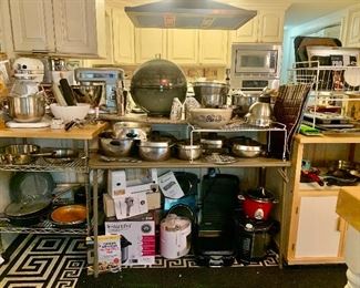 KITCHEN IS LOADED! Butcher Block Shelving, New items, Vintage Items, Mixers, BAKING AND COOKING ITEMS!