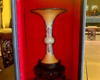 paperwork indicates that this is a 19th Century Chinese Cloisonné Trumpet Vase. Has been stored in display cases for decades. Beautiful colors and condition!