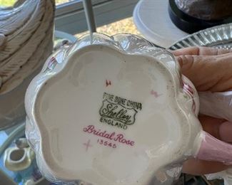 SHELLEY Vintage Bridal Rose Teapot Coffee Round Covered Butter Dish Creamer Sugar Cup Saucer Egg Cup  Pieces!  Perfect Condition