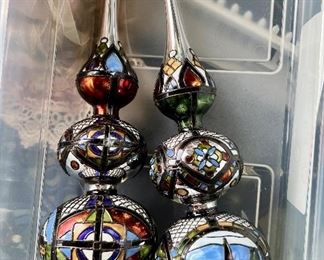 Glass painted Christmas tree toppers