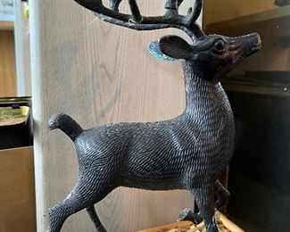 Bronze Reindeer Statue Candle Holder
