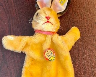 Steiff Bunny Rabbit Puppet with tags, Great Shape most were stored in sealed plastic bags