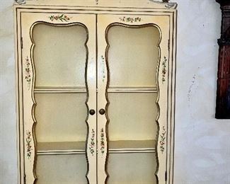 French Provincial hanging wall display cabinet