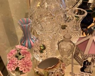 Waterford, Art glass,Porcelain Flowers Miniatures