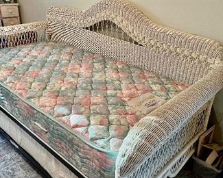 Bristol Collection white wicker rattan 3 piece bedroom furniture including: dresser, chest and wardrobe. Also has a Twin Size Daybed / King Trundle.