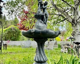 Stunning Large Concrete Bird Bath Fountain, base signed Schonbrunn 