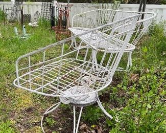 Vintage Mid-Century Glider Patio Sofa & Bounce Chair by Homecrest