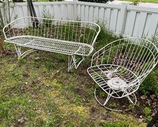 Vintage Mid-Century Glider Patio Sofa & Bounce Chair by Homecrest