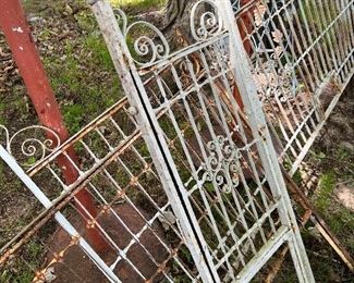 Vintage Wrought Iron Fence Gate Railing Pieces 