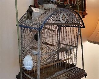 Unique and amazing antique bird cage on floor stand