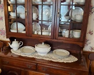 Solid Cherry Hutch with matching Dining Room table and 6 chairs with Server. Pennsylvania House 