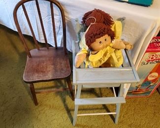 Doll High Chair and Kids Wooded Chair