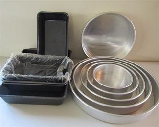 Magic Line Stacking Cake Pans 14, 12, 10, 10, 8, 6X2 and Hoffritz Bakeware