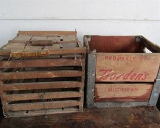Vintage egg crate and Borrden's Milk Crate