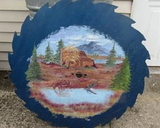 Hand painted large Saw Blade