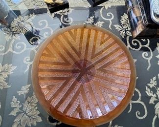 Daum large Pate De Verre Amber Bowl approximately 15" $1200