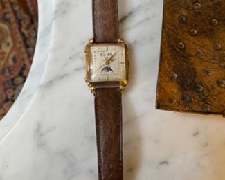 Gübelin vintage 18K Triple Date Moonphase mens watch. New leather band made in France. Selling for client who has had watch serviced and authenticated. 