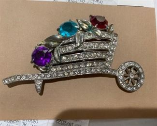 Wheelbarrow brooch $58