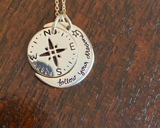 Perfect graduation gift! Sterling silver compass necklace with “follow your dreams”