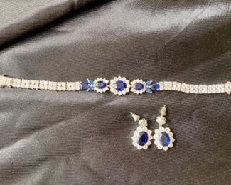 Nolan Miller “sapphire” bracelet $20, earrings $16