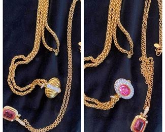 Nolan Miller Glamour Collection necklaces. Pendant on left is reversible. 
