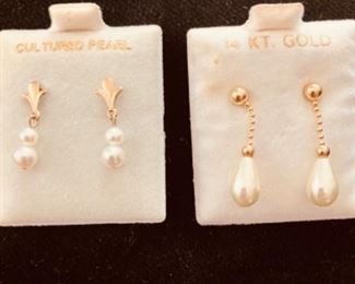 Gold and pearl earrings. $48 each