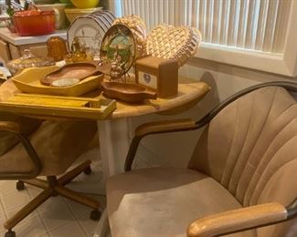 Vintage rolling cushioned chairs - super comfy.