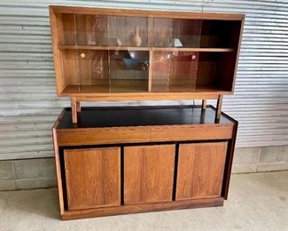 Danish Modern Walnut Buffet and Hutch Top