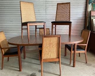 Mid Century Cane/Wicker back dining set