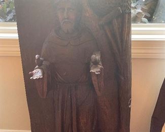 Antique wood carved St. Francis 