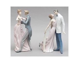 Pair of Lladro Porcelain Anniversary Figurines