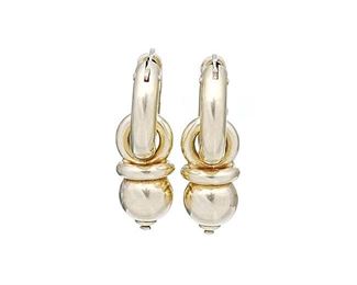 Day Night 18k Gold Dangle Hoop Earrings