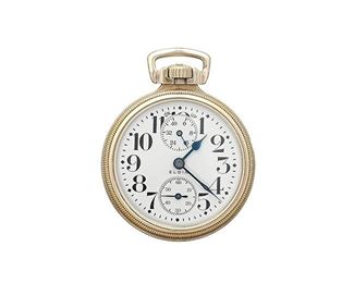 Elgin Pocket Watch Up Down Wind Indicator