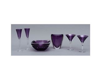 Set of (6) Waterford Crystal Eclipse Amethyst Pieces