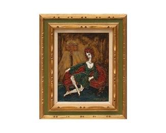 Painting, Lady Lounging on Sofa