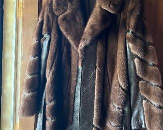 Brown Leather & Mink (Pant Length) Coat